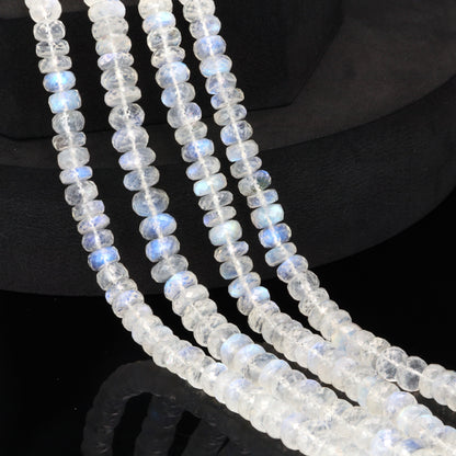 Blue Rainbow Moonstone 7mm Faceted Rondelles Bead Strand