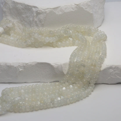 White Moonstone 4mm Smooth Rondelles Bead Strand