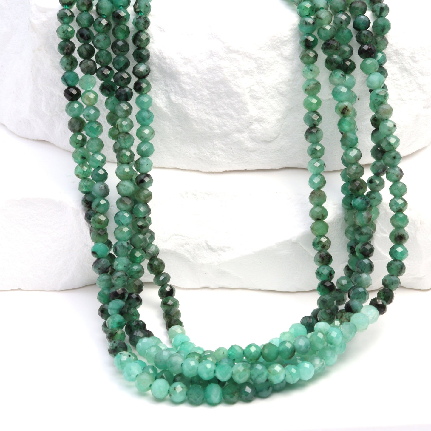 Ombre Sakoda Emerald 3mm Faceted Rondelles Bead Strand