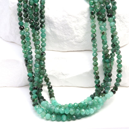 Ombre Sakoda Emerald 3mm Faceted Rondelles Bead Strand