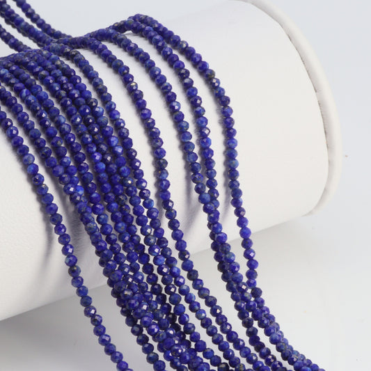Royal Blue Lapis Lazuli 2mm Faceted Rounds Bead Strand