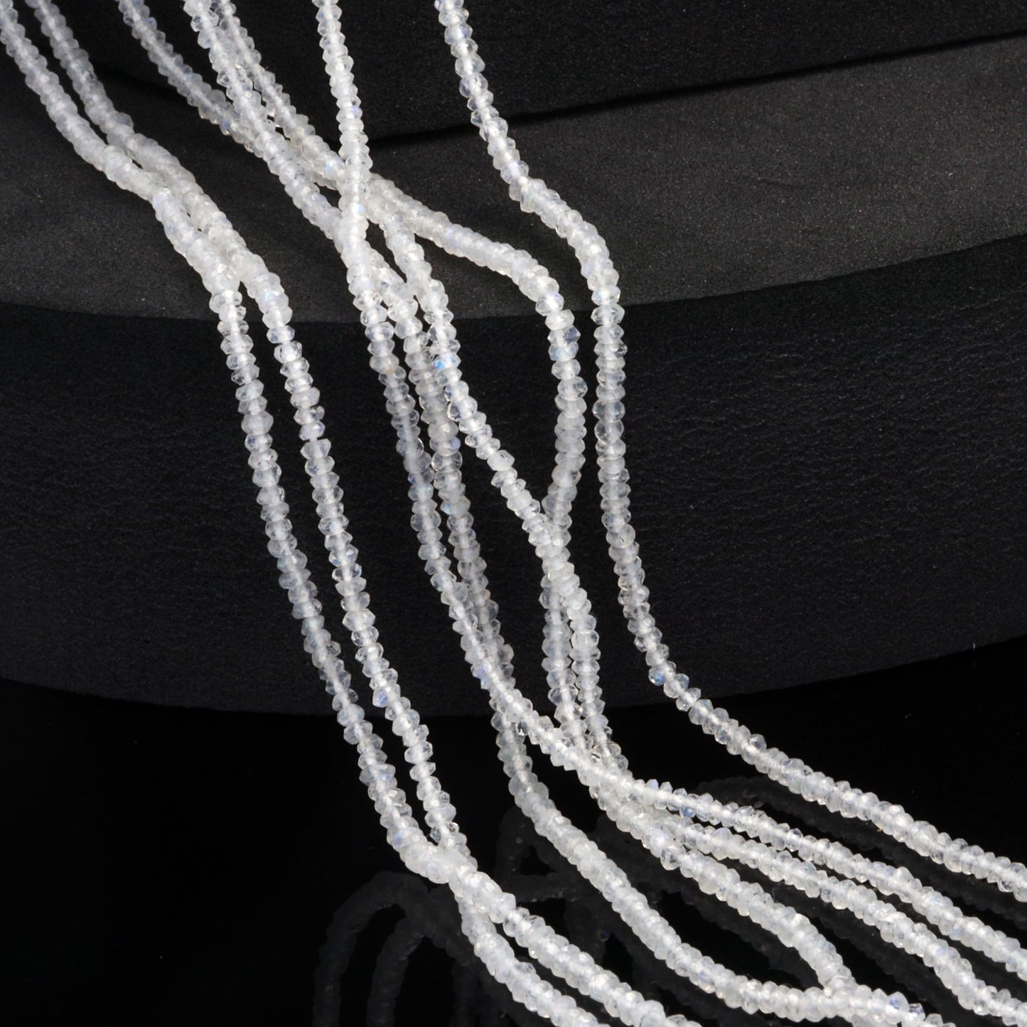 AA Blue Rainbow Moonstone 2.5mm Hand Faceted Rondelles Bead Strand