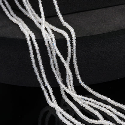 AA Blue Rainbow Moonstone 2.5mm Hand Faceted Rondelles Bead Strand