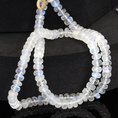 Blue Rainbow Moonstone 6mm Faceted Rondelles