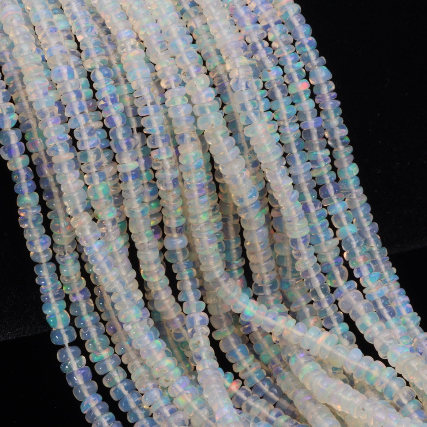 White Ethiopian Opal 3mm Smooth Rondelles