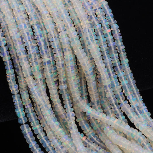 White Ethiopian Opal 3mm Smooth Rondelles