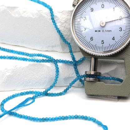 Neon Blue Apatite 2mm Faceted Rounds Bead Strand