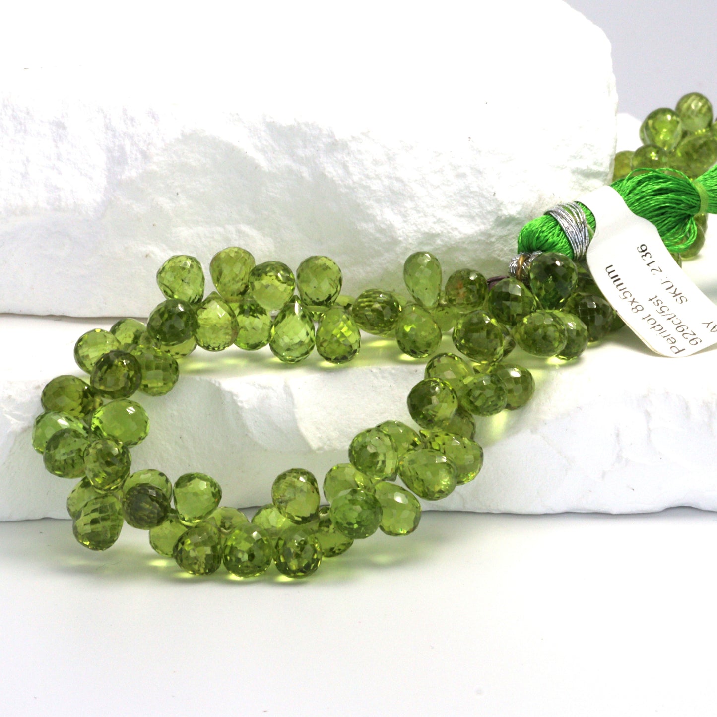Green Peridot 8x5mm Faceted Teardrop Briolettes