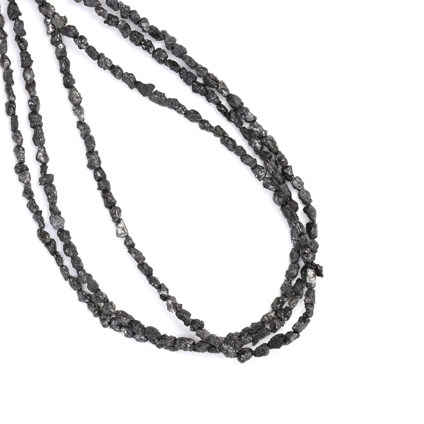 Black Diamond 3x2mm - 4x3mm Faceted Chips Bead Strand