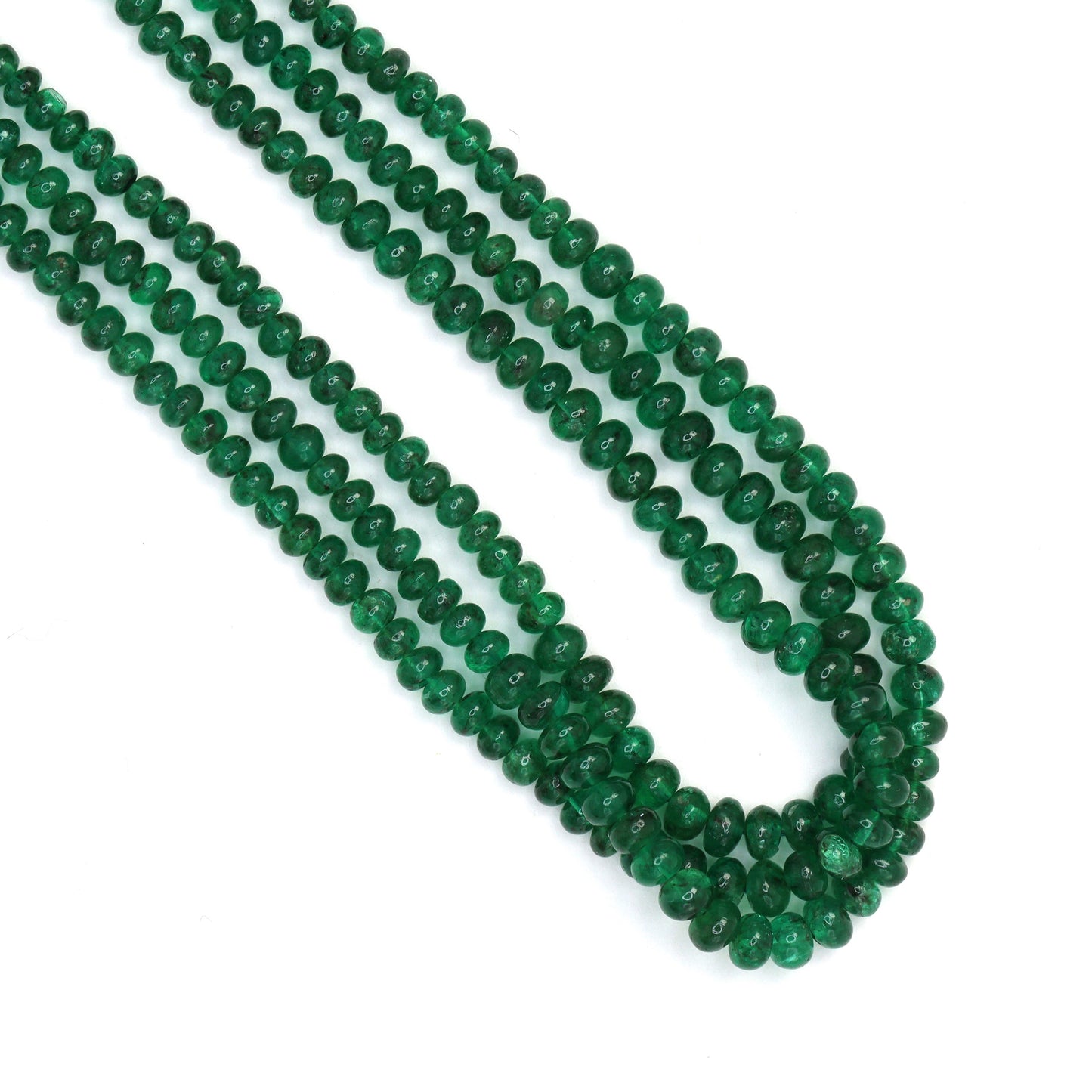 Green Emerald 2.75mm - 3.75mm Smooth Rondelles Bead Strand