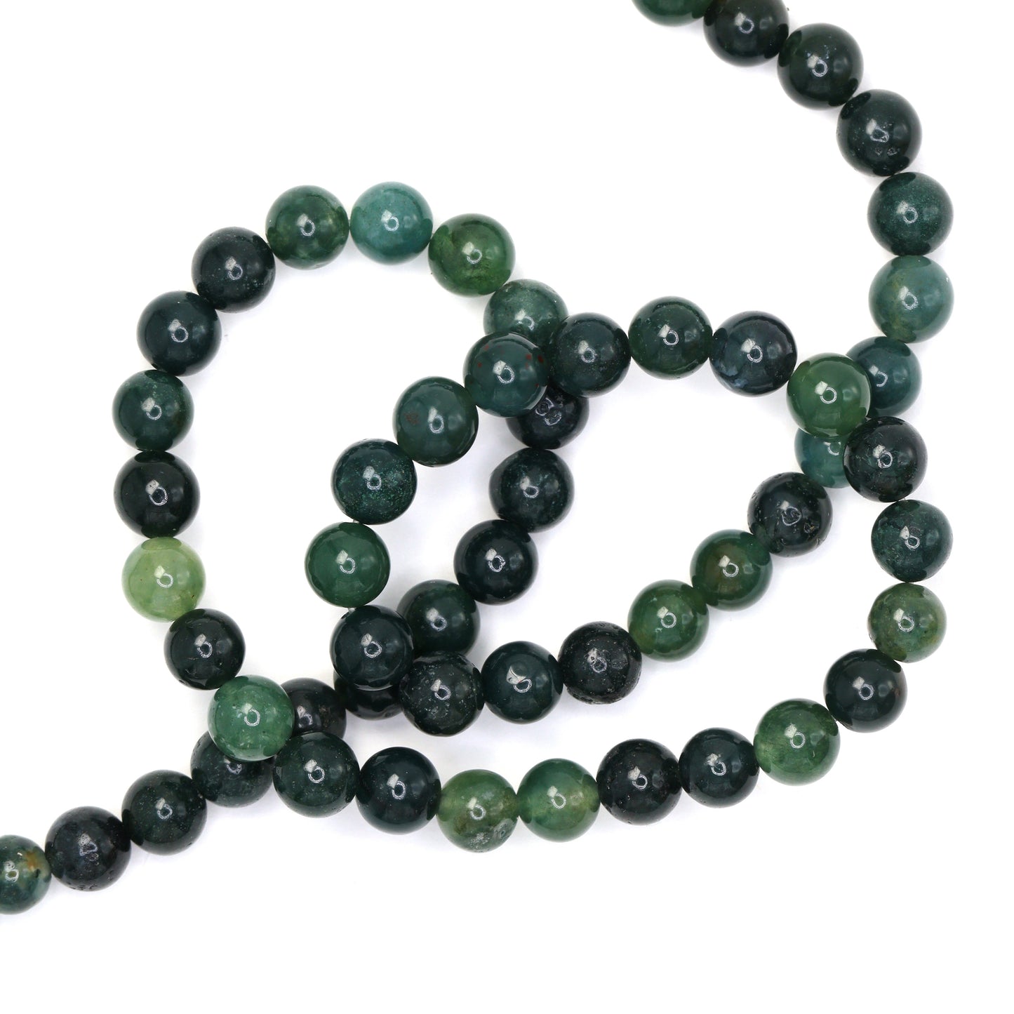 Green Moss Agate 6mm Smooth Rounds