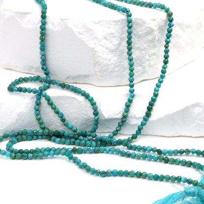 Natural Blue-Green Turquoise 2mm Faceted Rounds Bead Strand