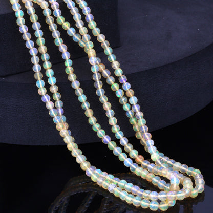 Yellow Ethiopian Opal 3mm - 4mm Hand Faceted Rounds Bead Strand