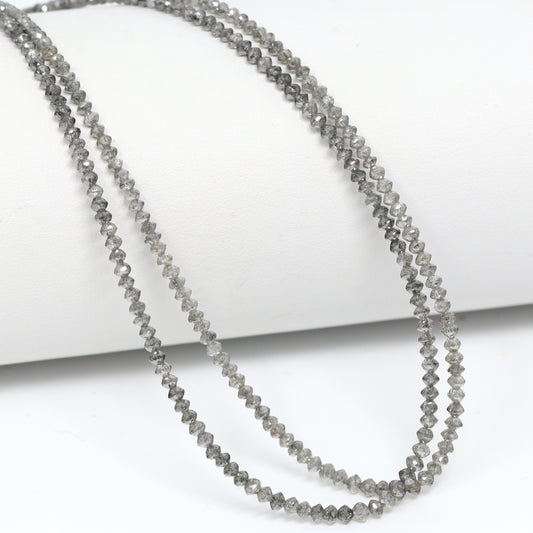 Gray Diamond 1.8mm – 2.5mm Hand Faceted Rondelles Bead Strand