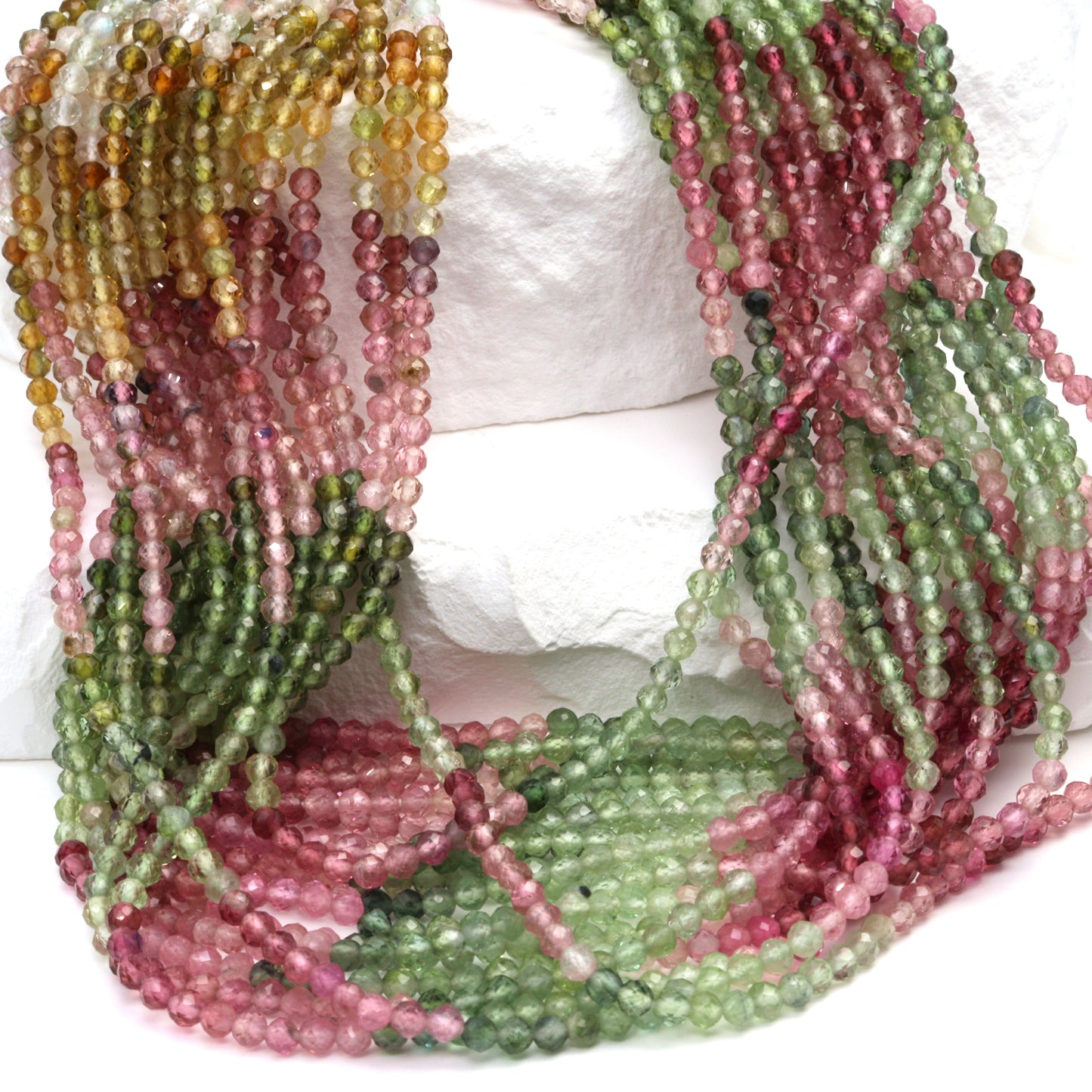 Afghani Watermelon Tourmaline 2mm Faceted Rounds