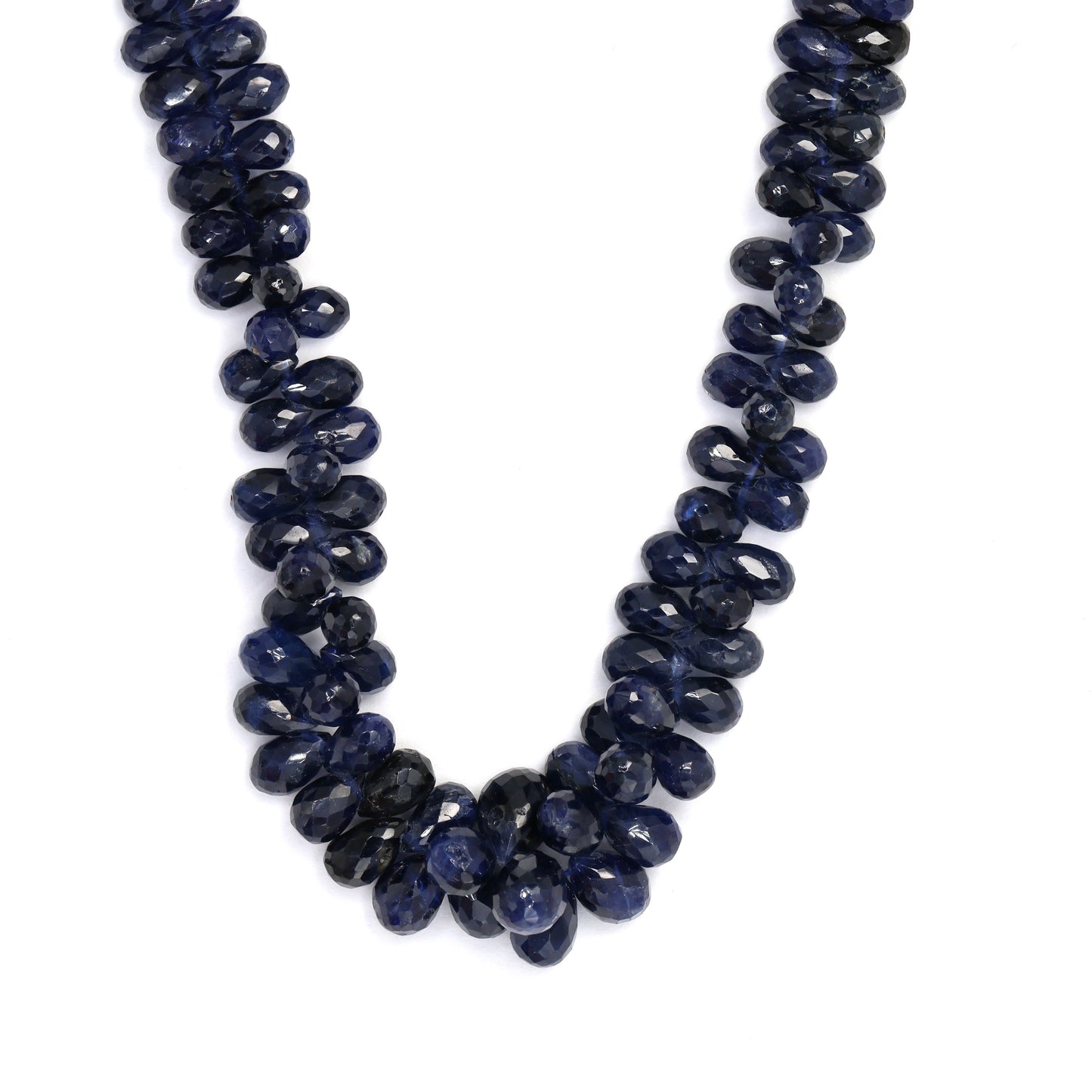 Navy Blue Sapphire 5x3mm - 6x4mm Faceted Teardrop Briolettes Bead Strand