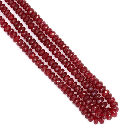 AAA Red Ruby 4mm - 5.5mm Hand Faceted Rondelles Bead Strand