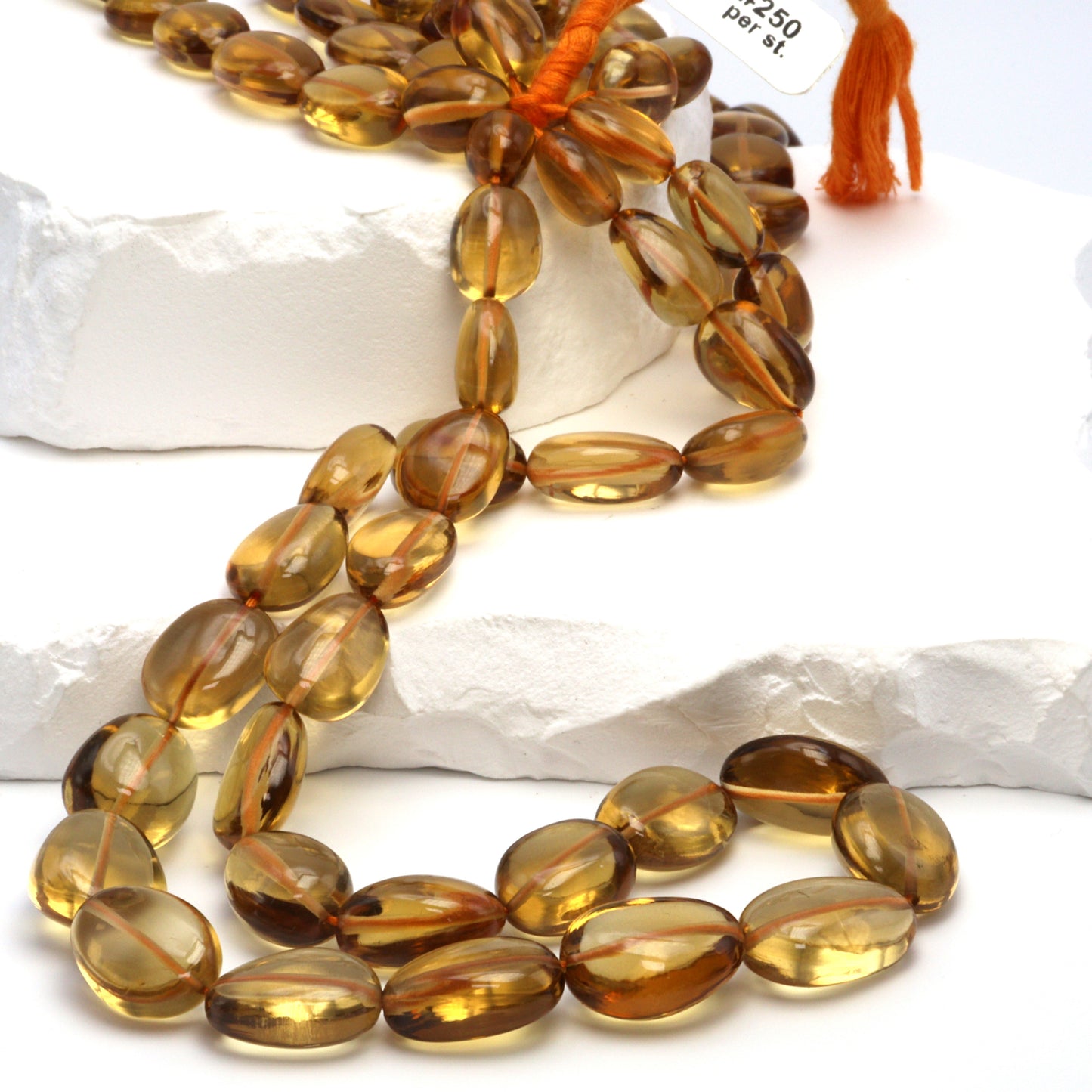 Honey Citrine 14x10mm - 18x15mm Smooth Nuggets Bead Strand
