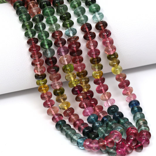 Watermelon Tourmaline 5mm Smooth Rondelles Bead Strand