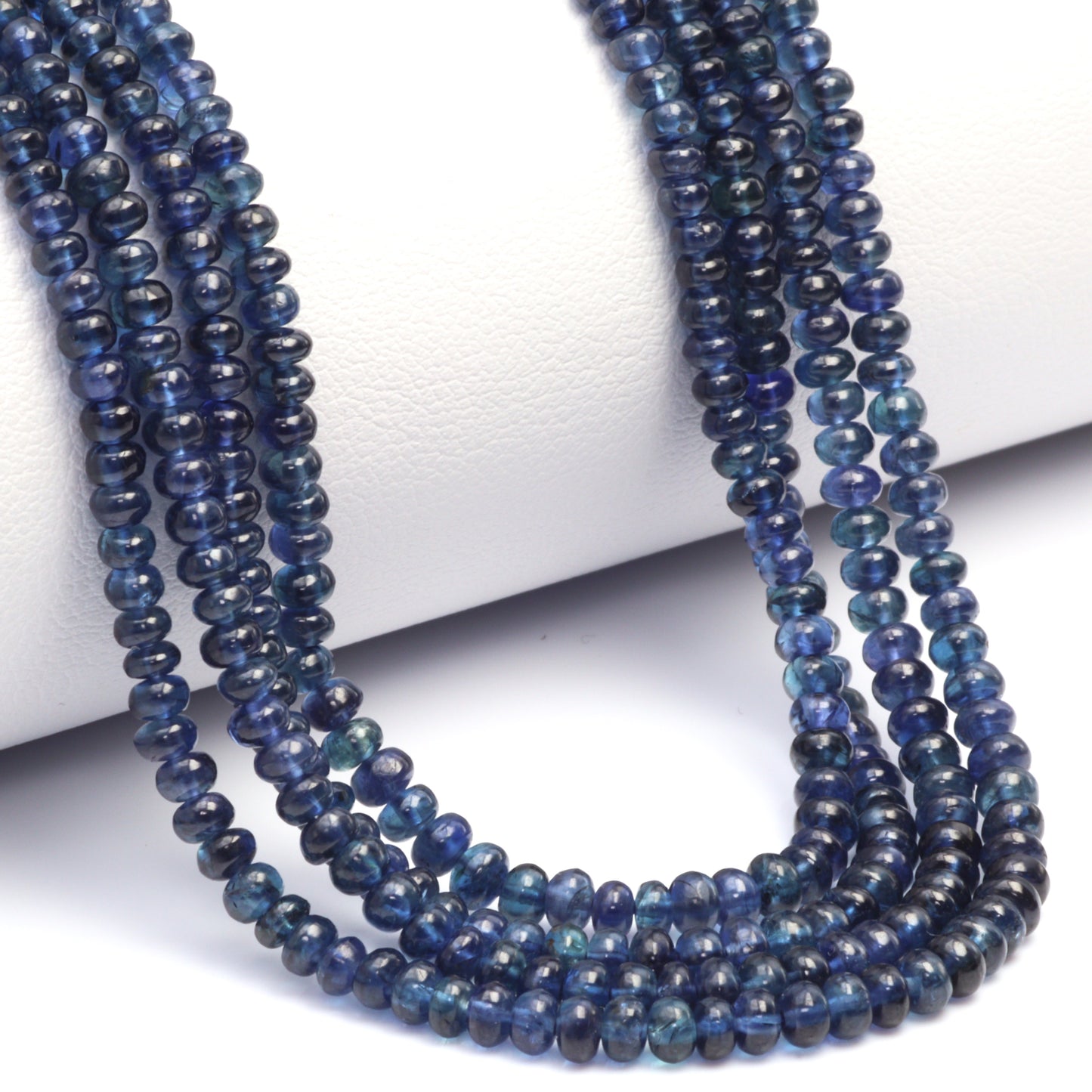 Dark Navy Blue Sapphire 2.5mm - 3.5mm Smooth Rondelles Bead Strand