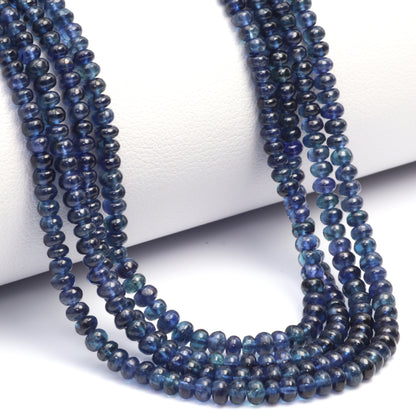 Dark Navy Blue Sapphire 2.5mm - 3.5mm Smooth Rondelles Bead Strand