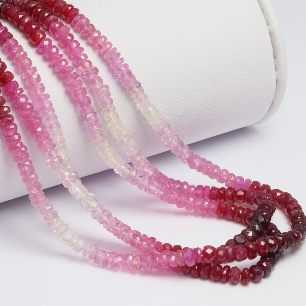 Ombre Red and Pink Ruby 3.5mm Faceted Rondelles