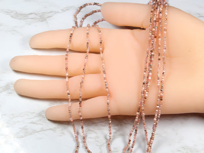 Pink Rhodochrosite 2mm Faceted Rounds