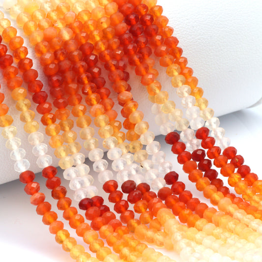 Ombre Mexican Fire Opal 3mm Faceted Rondelles Bead Strand