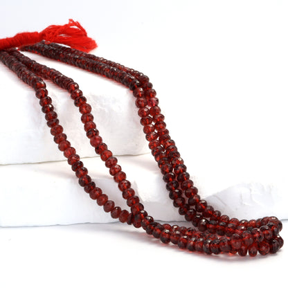 Red Garnet 5mm Faceted Rondelles Bead Strand