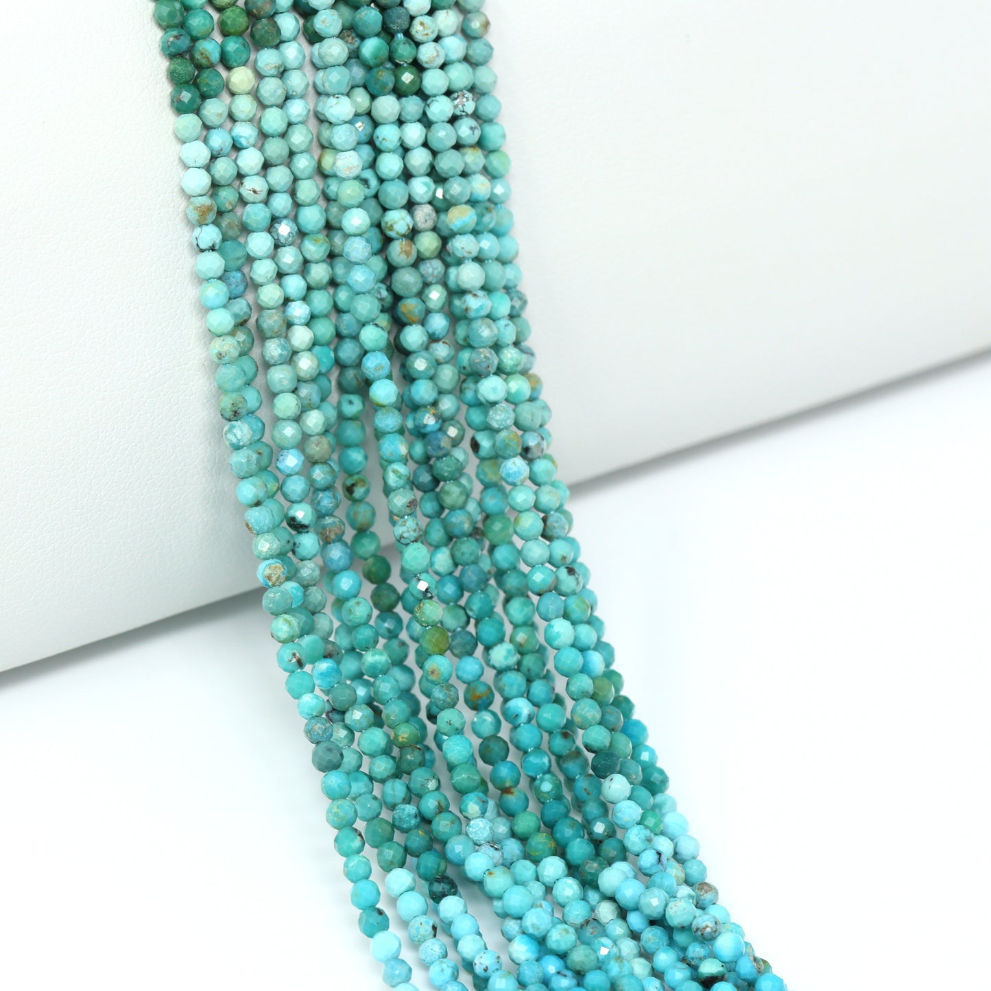 Ombre Natural Blue Turquoise 2.5mm Faceted Rounds Bead Strand