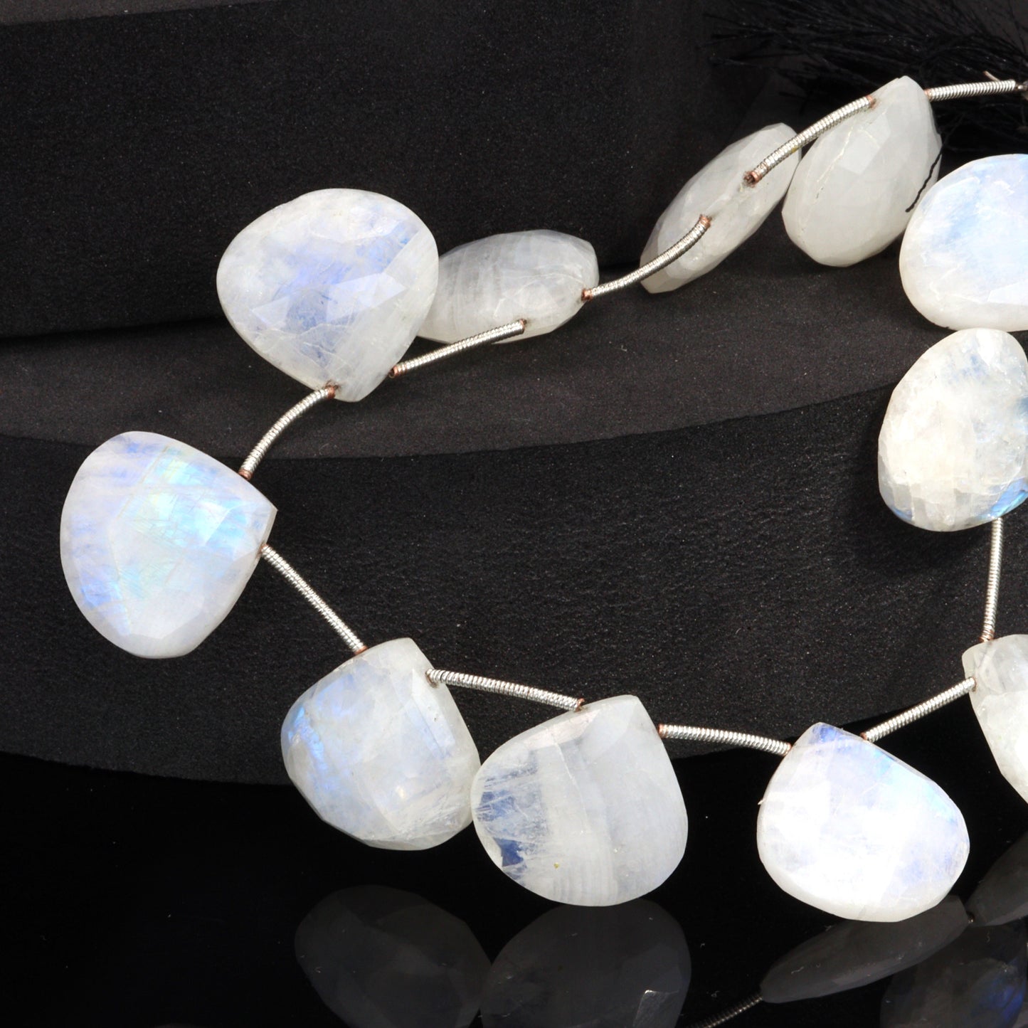Blue Rainbow Moonstone 20mm Faceted Heart Shaped Briolettes Bead Strand