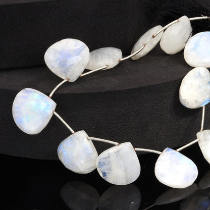 Blue Rainbow Moonstone 20mm Faceted Heart Shaped Briolettes Bead Strand