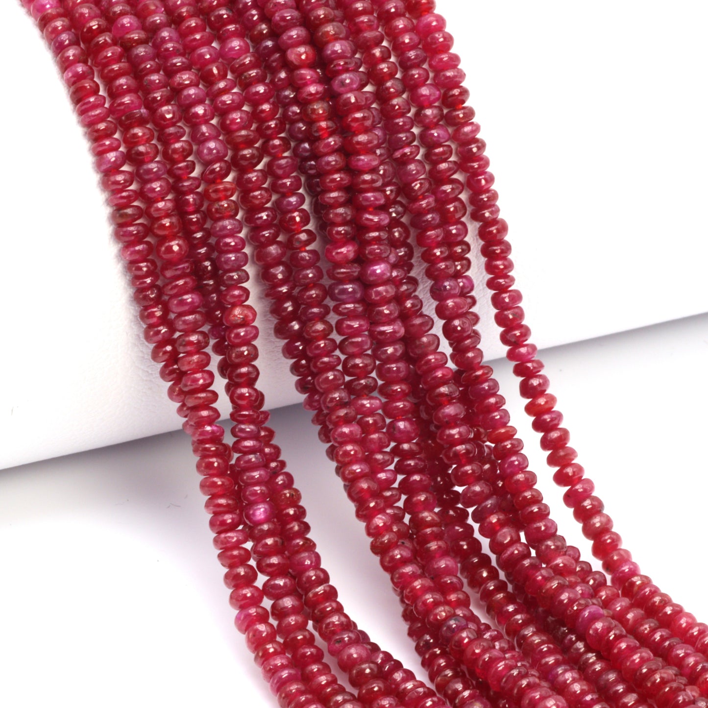 Red Ruby 2mm – 2.5mm Smooth Rondelles Bead Strand