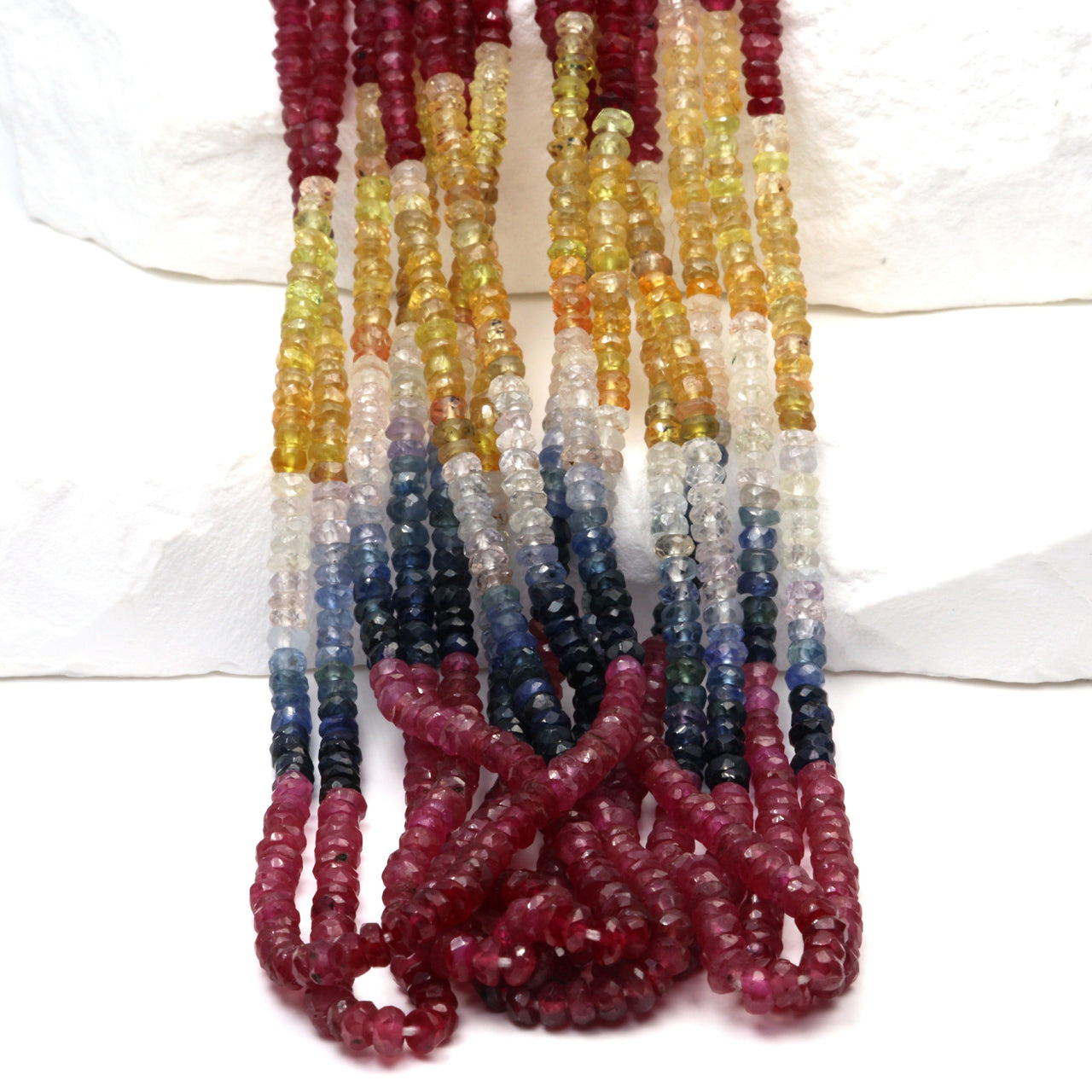 Multi Sapphire 3mm Faceted Rondelles