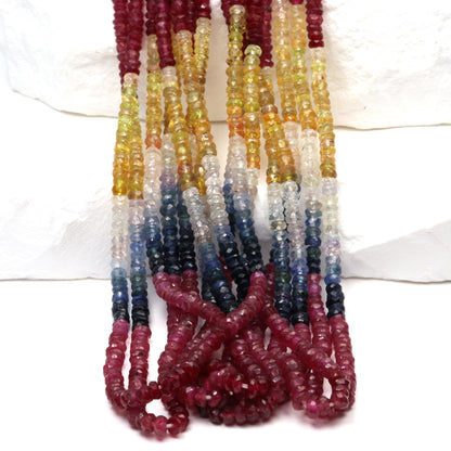 Multi Sapphire 3mm Faceted Rondelles