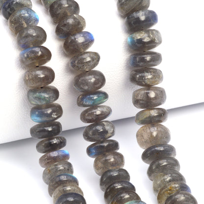 Blue Labradorite 9mm Smooth Rondelles Bead Strand