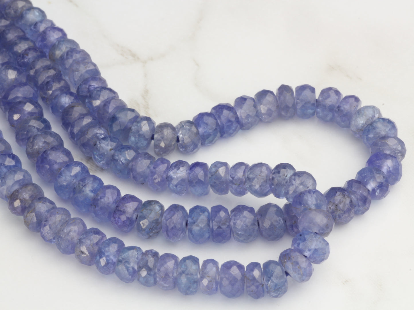 Blue Tanzanite 4mm - 5mm Hand Faceted Rondelles Bead Strand