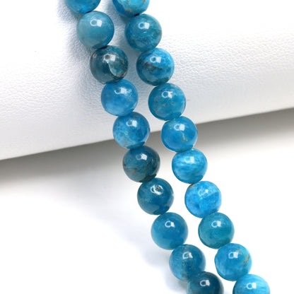 Neon Blue Apatite 6mm Smooth Rounds Bead Strand