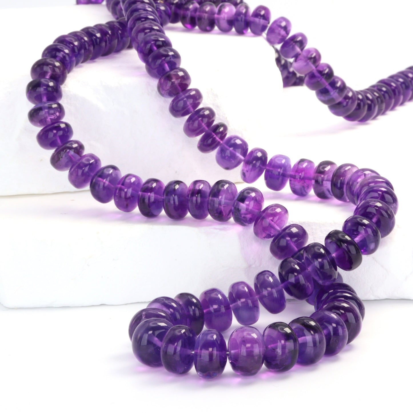 Purple Amethyst 6mm Smooth Rondelles