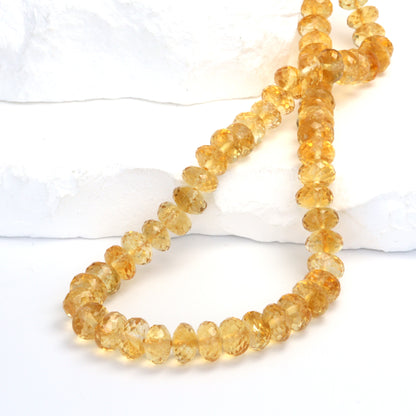 Yellow Orange Citrine 8mm Faceted Rondelles Bead Strand