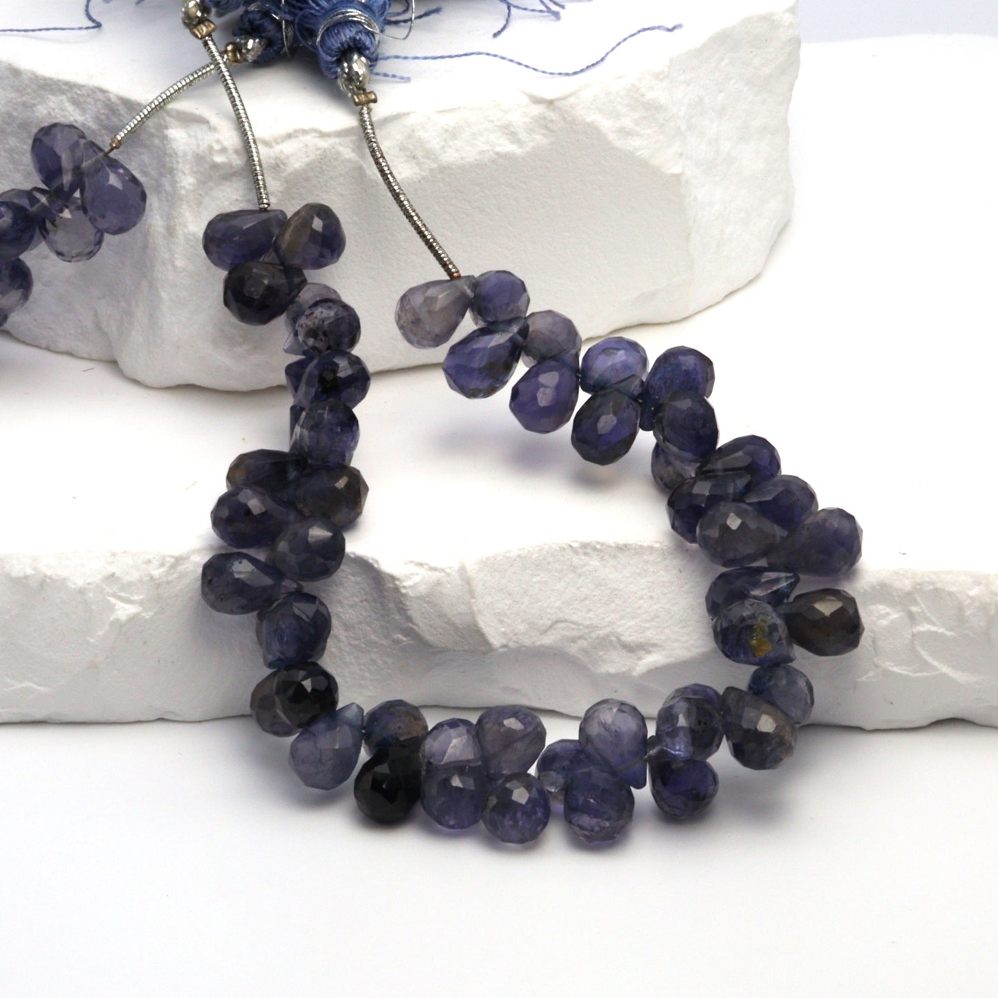 Blue Iolite 9x6mm Faceted Teardrop Briolettes