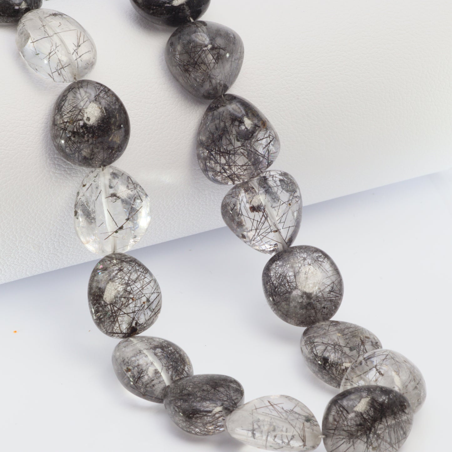 Black Tourmalinated Quartz 14x10mm Smooth Nuggets