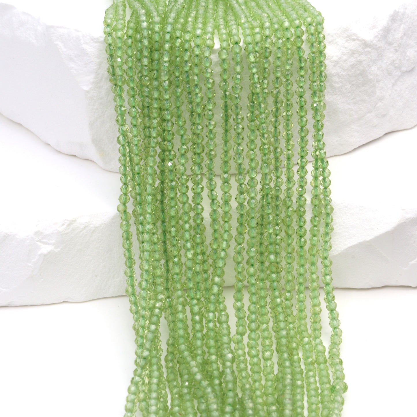 Green Peridot 2mm Faceted Rounds Bead Strand