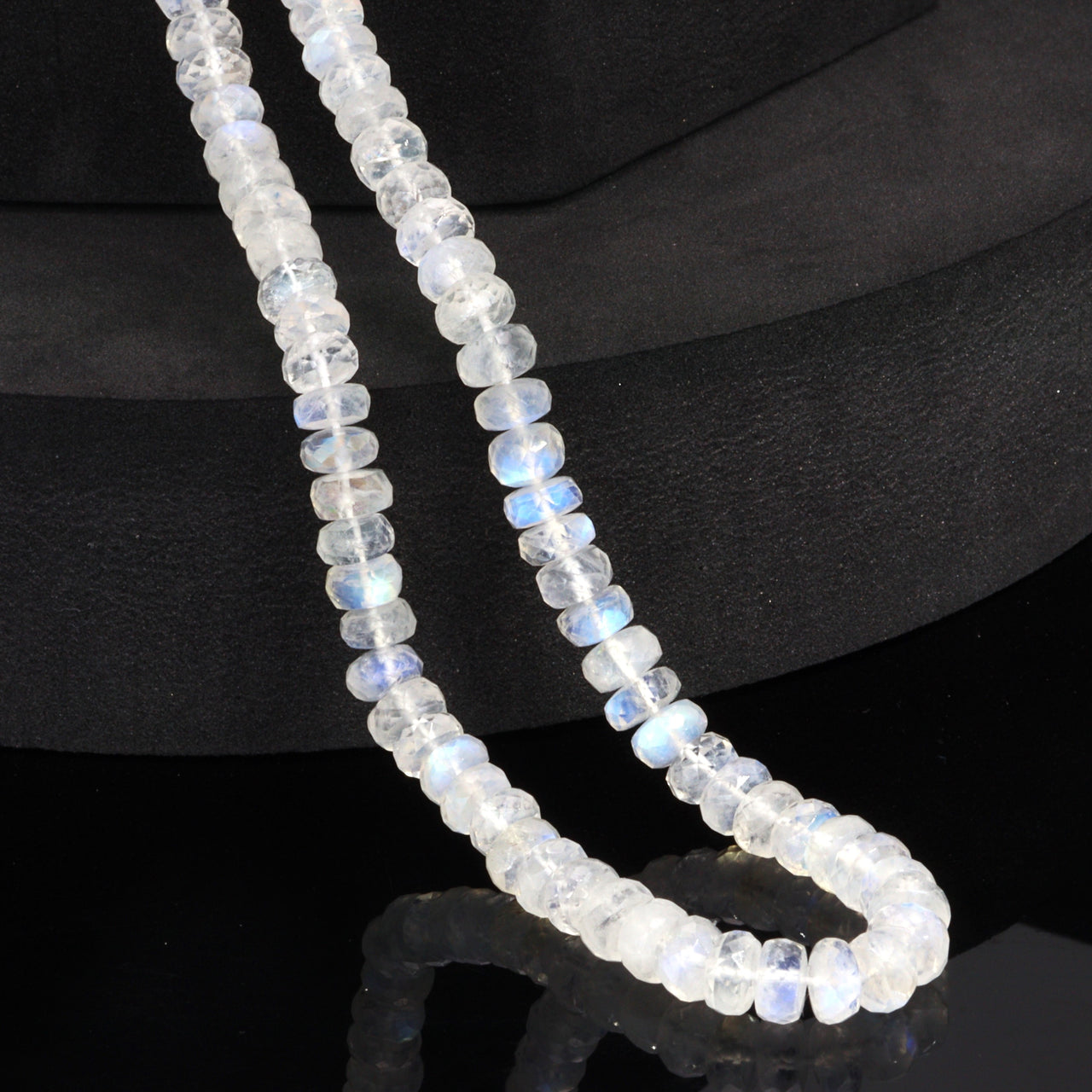 Blue Rainbow Moonstone 6mm Faceted Rondelles