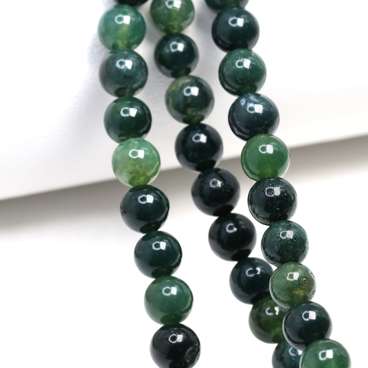 Green Moss Agate 6mm Smooth Rounds