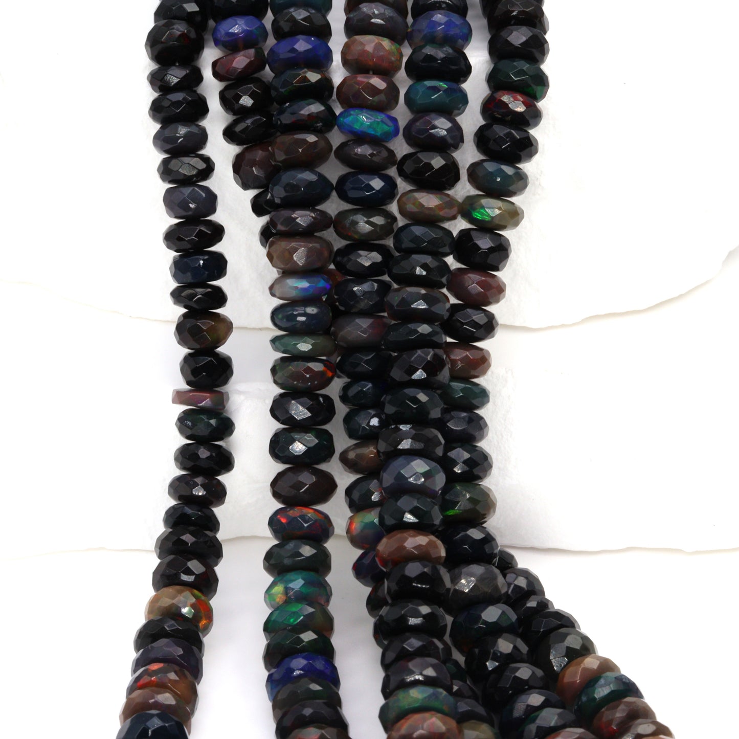 Black Ethiopian Opal 5mm Faceted Rondelles