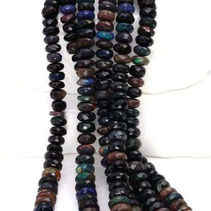 Black Ethiopian Opal 5mm Faceted Rondelles
