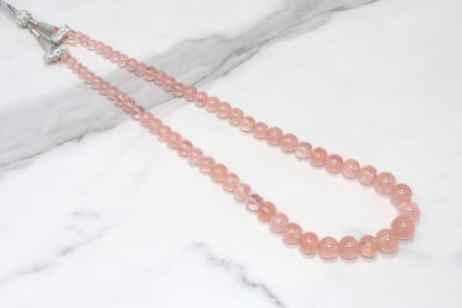 Pink Morganite 6mm-11mm Smooth Rondelles 1 Strand Bead Necklace