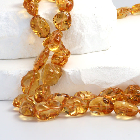 AA Yellow Citrine 14x10mm Smooth Nuggets Bead Strand