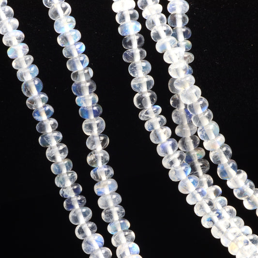 AA Blue Rainbow Moonstone 4.5mm Smooth Rondelles